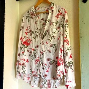 Spring print button up blouse